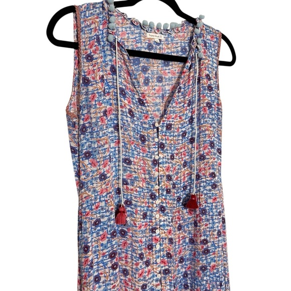Poupette St Barth Maxi Dress Size XS Multicolor Blue Pink Sleeveless Boho - Picture 2 of 11